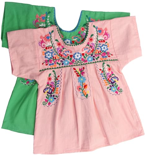 Image of YZXDORWJ Mexican Blouse for Girls Traditional Embroidered Summer Short Sleeve Peasant Blouse for Kids