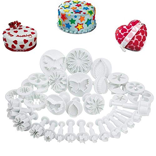 Fondant Tool Kit - Fondant Cake Cookie Cutter Mold Sugarcraft Icing Decorating Flower Modelling Tools (10 Sets/33pcs)