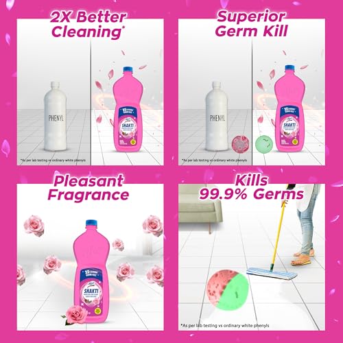 Image of Lizol Shakti 900ml (Pack of 2) - Rose Fresh Floor Cleaner| 2X Better Cleaning vs Phenyl |Kills 99.9% Germs| Removes Tough Stains| Suitable for All Floor Cleaner Mops