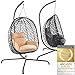 Produktbild Hängesessel mit Gestell; Hängekorb Sessel; Schwebeliege Rattan Outdoor & Indoor Relax-Stuhl; Egg Schaukel ideal für Garten, Terasse, Kinderzimmer, Leseecke UVM. 120kg Tragkraft (Beige)