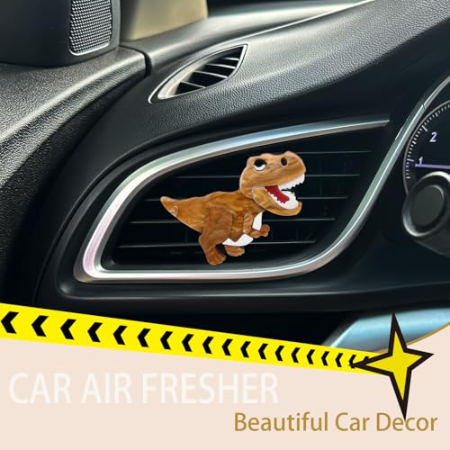 Image of ORIESSE Dinosaur Car Accessories,Cute Cartoon Car Air Freshener Vent Clip,Funny Dashboard Decor for Women Teens,Refillable Aroma Diffuser with T-Rex Design