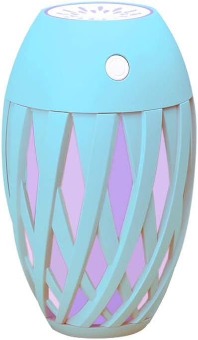 USB Humidifier for Desk Small Portable Air Mist Humidifier Diffuser with USB Port, Two Adjustable Mist Mode/Timer, 300ml Tank, 7 Color LED Light for Child, Home, Bedroom - Blue