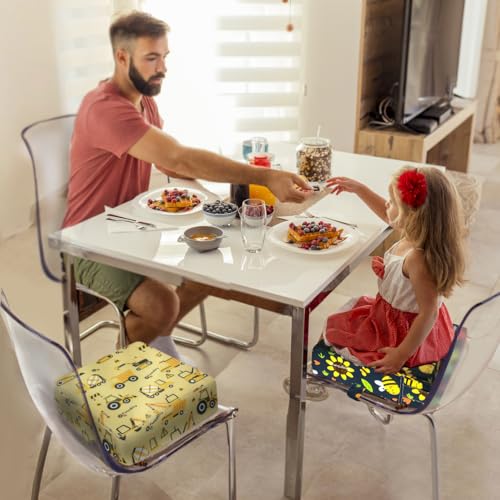 Image of Toddler Booster Seat for Dining Table, Portable Booster Seat for Kitchen Chair, 4 Inch High-Density Foam Cushion with Adjustable Safety Straps and Non-Slip Bottom, Perfect for Kids Travel and Daily