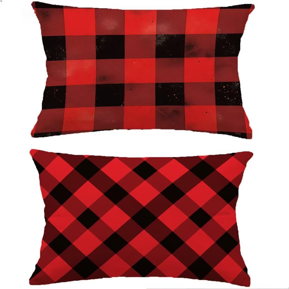 Housse de coussin extérieur 60x90 imperméable rouge lot de 2 treillis déco jardin