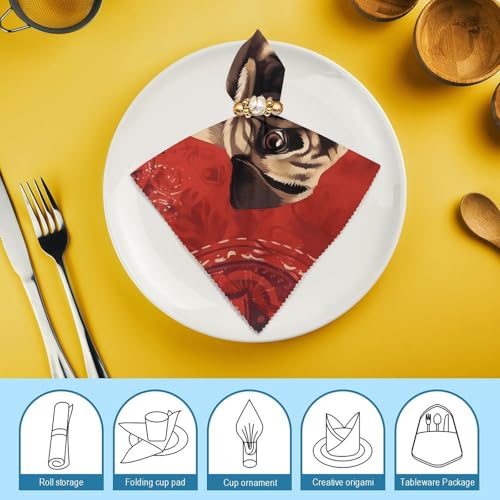 Servilletas de Tela Reutilizables Set de 2 con Diseño de Pug miniatura 7