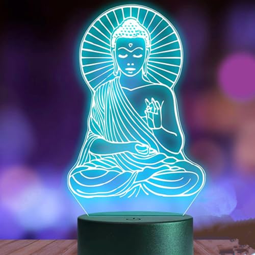Lámpara de mesa uv 3D Budista Ilusión óptica multicolor miniatura 3