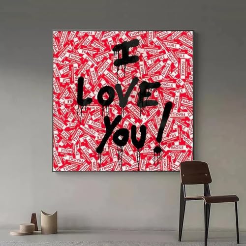 Toile Peinture Pop Art Graffiti pour Décor Salon Moderne LSYALUCK 55x55 cm avec Cadre