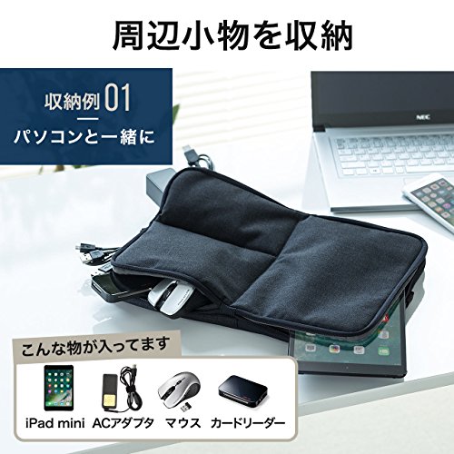 サンワダイレクト パソコンケース 13.3インチ MacBook Air/Pro 小物ポケット×3 PCケース ネイビー 200-IN050NV