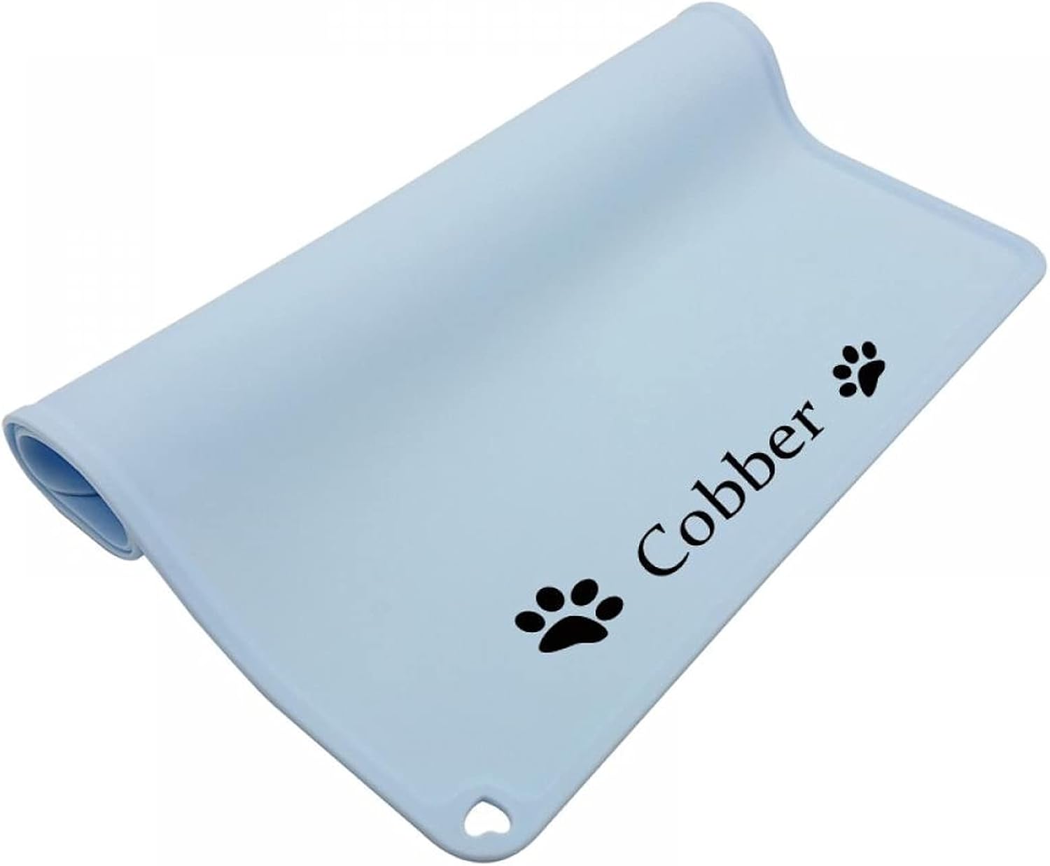 Personalized Pet Bowl Placemat,Customized Cat & Dog Bowl Mats for Food and Water,Absorbent Fabric, Personalized Cat Bowl Placemat Waterproof Dog Food Mat Absorbent Cat Food Mat (L (60 x 40 CM),Blue)