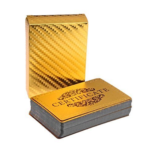Trinka Deck Of 24K Gold Foil Plating Poker Plastic Playing Cards With Certificate Of Authenticity Double Sided Color Printed #TOP2