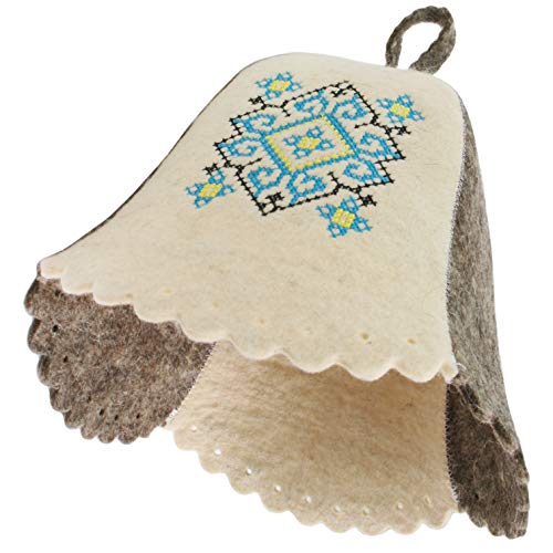PetriStor Sauna Hat Wool Embroidered Ukrainian Ornament Vyshyvanka – vue 2