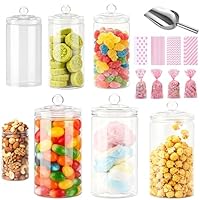 Ksnowqi 6 Stück 800ml Candy Bonbongläser aus Kunststoff, Wiederverwendbar Plastik Candy Bar Gläser Set, Bonbonglas mit Deckel, Candy Jar-Buffet-Set für Partys, Süßigkeitenbuffet, Hochzeit