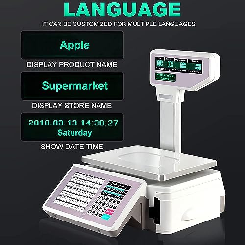Báscula digital con pantalla LCD y impresora térmica miniatura 5
