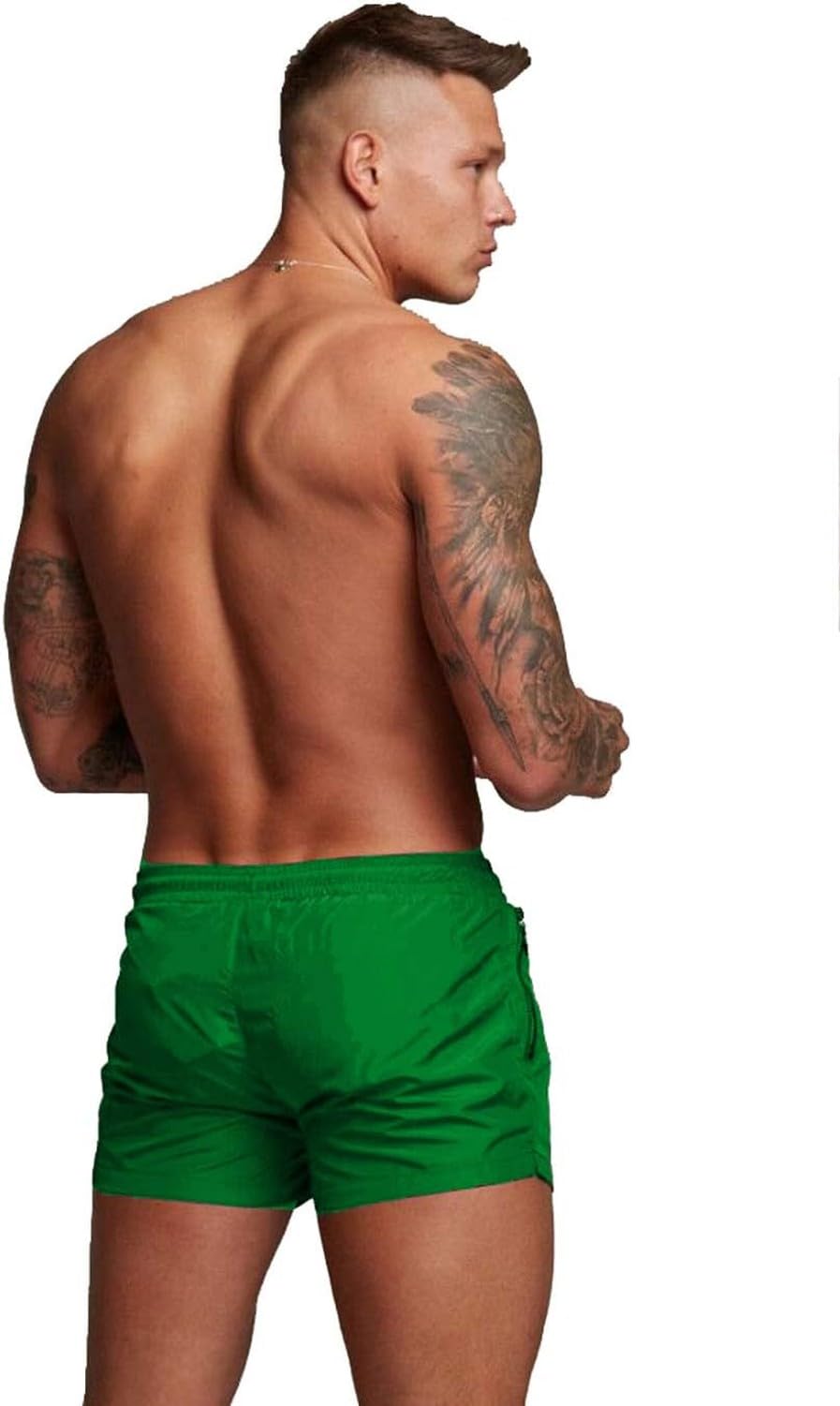 Meskie spodenki biegowe kąpielowe, Zielony, XL
