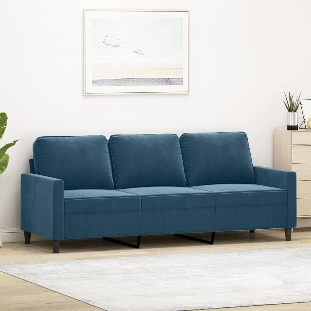 vidaXL Driezitsbank 180 cm fluweel blauw