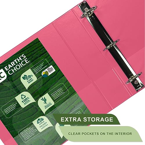 Image of Samsill Plant-Based 2 Inch Durable Round Ring, View Binder, Eco-Friendly, USDA Certified Biobased, 2 Pack, Berry Pink