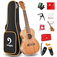 [Better Resonance & Warmer Sound] ✔ Solid mahogany wood concert ukulele has warmer tonality, produces deeper and brighter sound than the soprano, designed with specail arched back provides better resonance for music expression in depth, sound brighte...