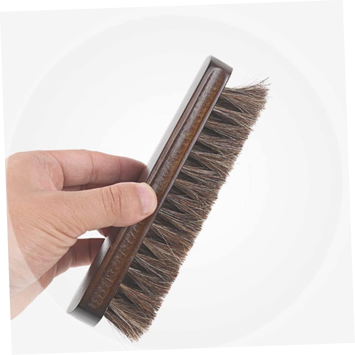 Horse Bristle with Wood Grip Cleaning Brush Brown for Shoes and Laundry