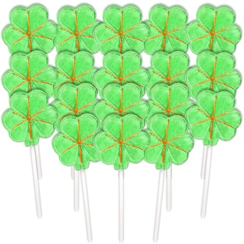 Saint Patrick's Day Candy, Shamrock Lollipops, Individually Wrapped Green Clover