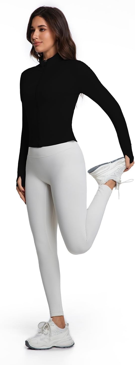 Womens Workout Jackets for Woman, Full Zip Up Athletic Gym Yoga Sports Jacket with Thumb Holes