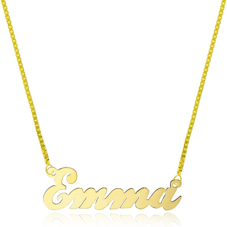 14K Yellow Gold Personalized Name Necklace - Style 2 - Custom Made Any Name