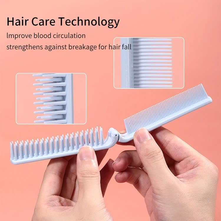 Image of Nibbler Foldable Travel Comb - Portable Hair Comb for Detangling, Scalp Massage & Anti-Static Styling (Pack 2)