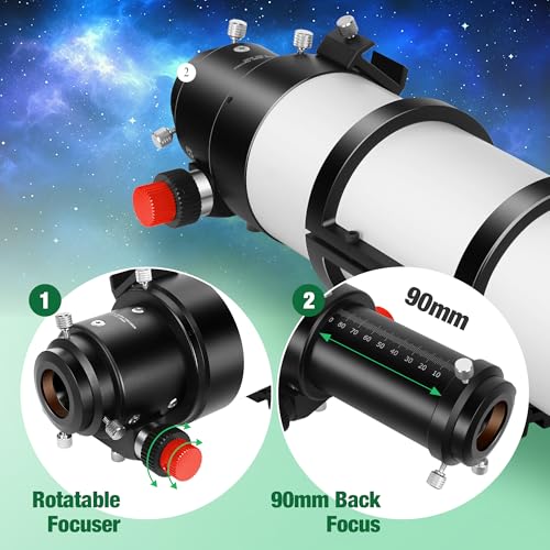 Image of MEEZAA Telescope, 80ED F7.5 Telescope OTA, Extra Low Dispersion Achromatic Refractor Tube, Compact and Portable Optical Tube for Astrophotography and Visul Astronomy