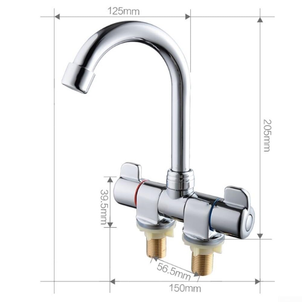 Grifo de doble manija plegable, para fregadero de caravana, grifo mezclador plegable para cocina y baño, sistema de agua para autocaravana, cámper (001)