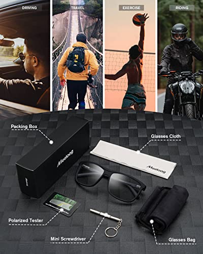 Meeloog Mens Sunglasses Polarized UV Protection, Classic Rectangle Shades, Fashion Square Sun Glasses Driving Fishing2