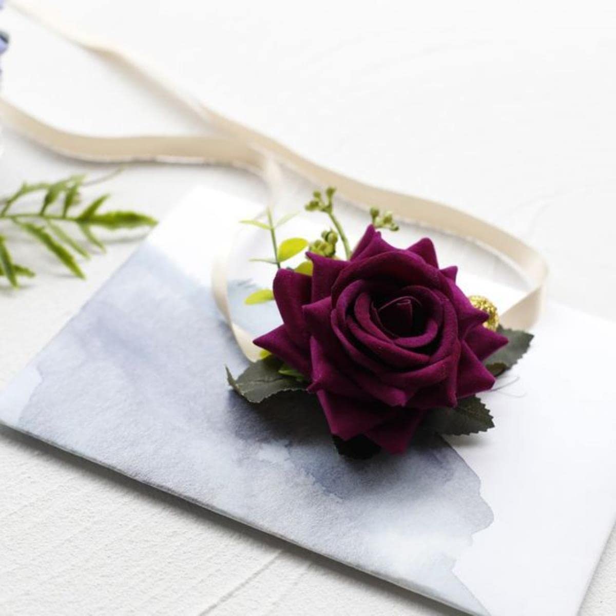 EEfpxwtz Prom corsage wrist flower， Chinese Br Brsmaid Wedding Wrist Corsage Groom Man Simulation Rose Multicolor(Purple Wrist Flower)