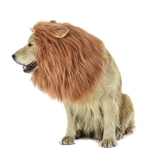 MiLuck Lion Mane peluca para perro y gato Disfraz con orejas Mascota ajustable cómodo Fancy León pelo perro ropa para Halloween Actividad de fiesta del festival de Pascua(Dog-Light Brown)
