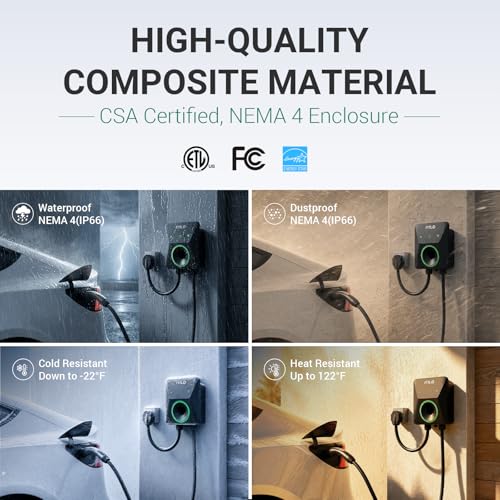 Image of Level 2 EV Charger for Tesla, 48Amp /11.5KW /240V, UL /ETL /Energy Star | Wall Charger Supports Power Sharing & Dynamic Load Balancing, Temp Sensors, WiFi Smart APP, Scheduled Charging, Hardwired