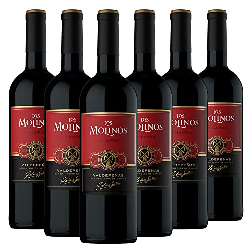 Los Molinos Crianza Tinto D. O. Valdepeñas Vino - Paquete de 6 x 750 ml - Total: 4500 ml