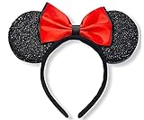 MeeTHan Mickey Mouse Minnie Mouse Ears Red Bow Black Headbands: M11 (Red Bow)