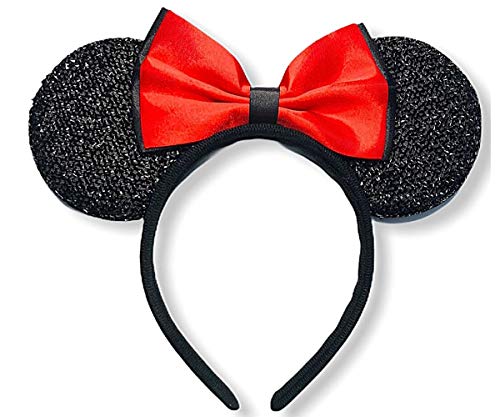 MeeTHan Bow Tie Red Black White Rainbow Mouse Ears Headbands Kids Costume: M11 (Red Bow)
