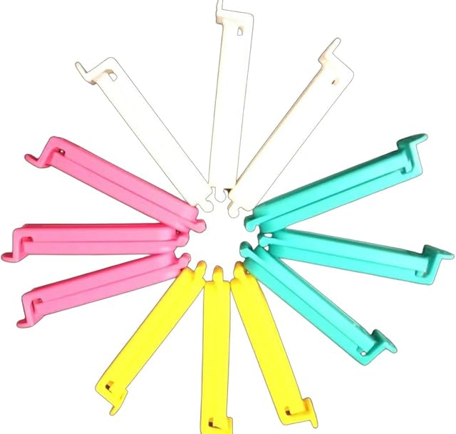 Plastic Food Bag Clips Resealable Vegetable Storage Bags Sealer Reusable Airtight Sealing Peg For Home Kitchen Office Fridge Ideal For Snack Protection Safe Polythene Seal Assorted Color (Pack Of 12)