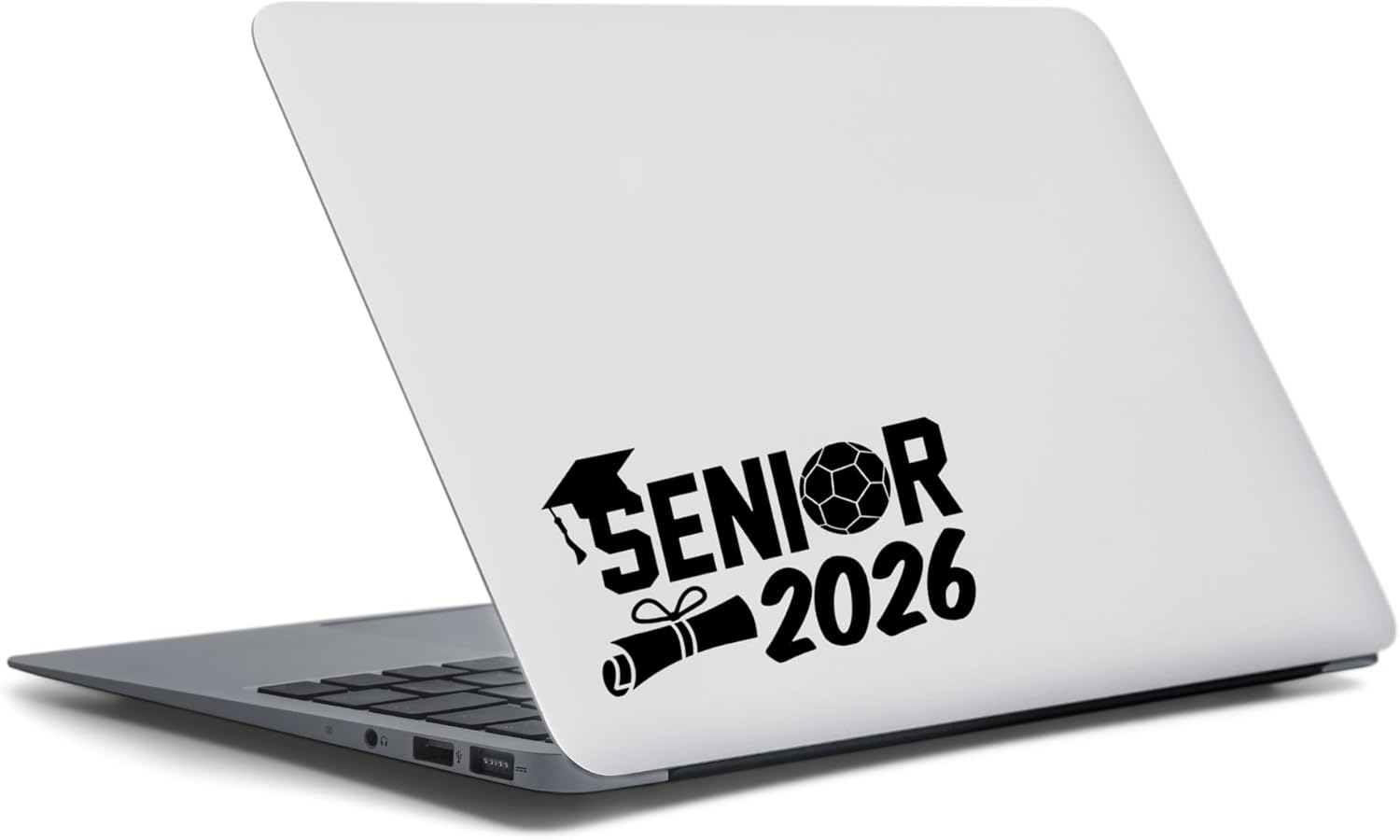 Senior 2026 Soccer Decal, Graduation Theme Vinyl Sticker with Soccer Ball and Diploma Design