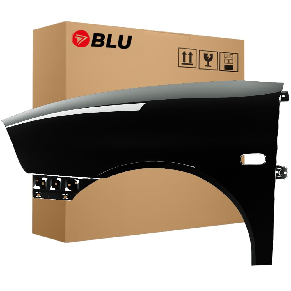 BLU Premium Kotflügel Passend für Seat Ibiza Cordoba (6L - III 3. Generation) LC9Z Links Schwarz | 2002-2008 | Vorderseite Vorne | Verzinkt & Lackiert | Einbaufertig