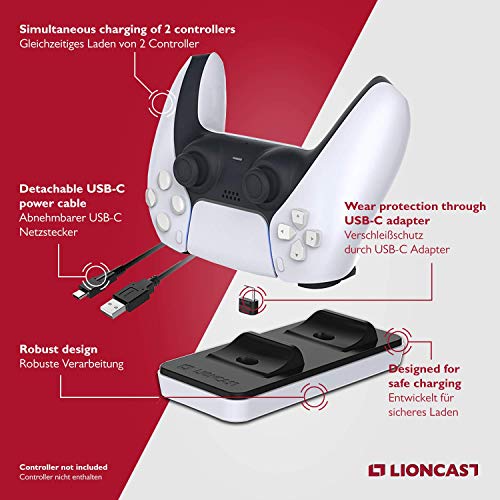 Lioncast Controller Charger für PS5 | Ladestation für original Sony Playstation 5 DualSense Wireless Controller | PS 5 Ladegerät/Zubehör Quick Charger - Image 3