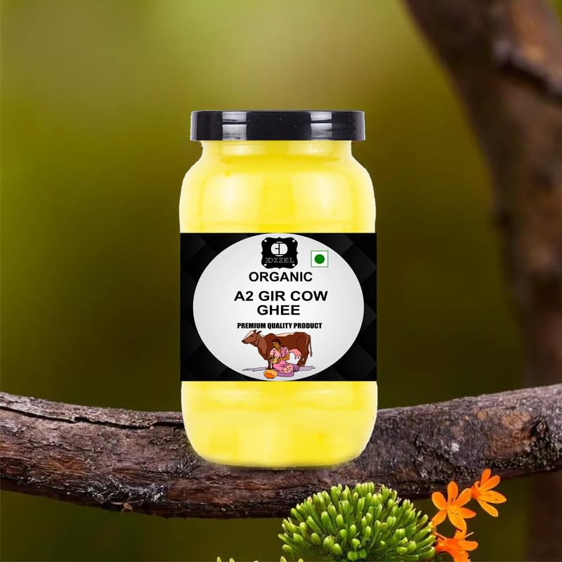EDZZEL A2 Gir Cow Cultured Ghee | Bilona Method Two Way Hand Churned | Indian Gir Cow Ghee, Pure A2 Ghee - 500 ML