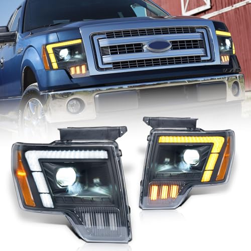 Archaic Headlights Compatible with 2009-2014 Ford F150 FX2/FX4/King Ranch/Lariat/Limited/Platinum/STX/SVT Raptor/XL/XLT/Lariat Limited