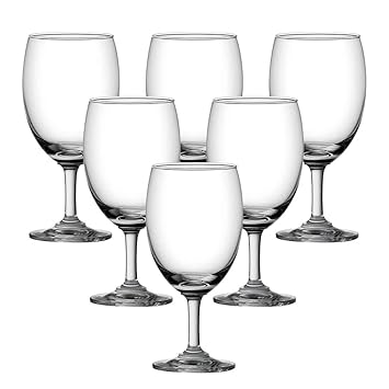 Ocean Classic Water Goblet, 350ml | Soda Lime Glass | Set of 6 | Clear & Transparent | Used to Serve Wine, Water & Other Iced Beverages | Home Party, Offices, Hotel & Restaurant