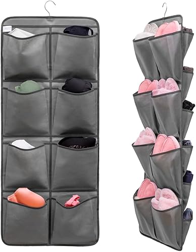 ANIZER Organizador de armario colgante de doble cara con 26 bolsillos grandes gris