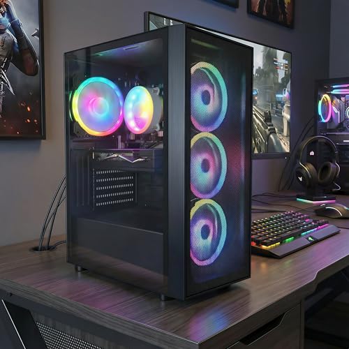 Image of STGAubron Gaming PC Computer Desktop, Radeon RX 580 8G, Intel Core I7 8th up to 4.10 GHz, 16G DDR4, 512G SSD, WiFi 6 & BT 5.2, RGB Fan x4, Windows 11 Home