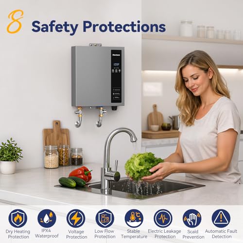 Image of 27kW Tankless Water Heater Electric, NOVIEEX 240V 3s Instant Hot Water Heater, Flow Rate Max 7.4 GPM, Supply for 3-4 Points, Indoor Installation, Heavy Duty Ideal for Whole House Use