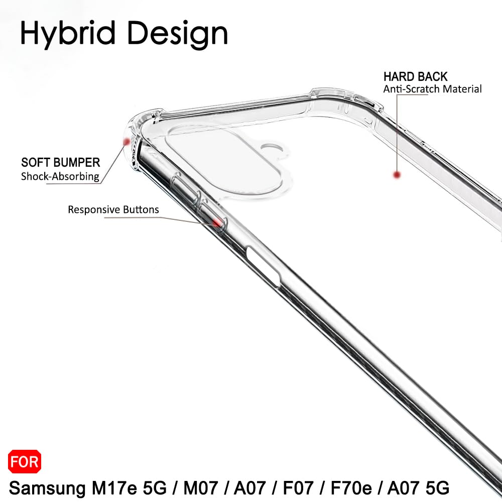 TheGiftKart Back Cover Case for Samsung Galaxy M17e 5G / M07 / A07 / F07 / F70e / A07 5G | Shockproof Crystal Clear Hard Back | Hybrid Design | 360 Degree Protection (PC & TPU, Transparent Bumper) — Amazon image 5