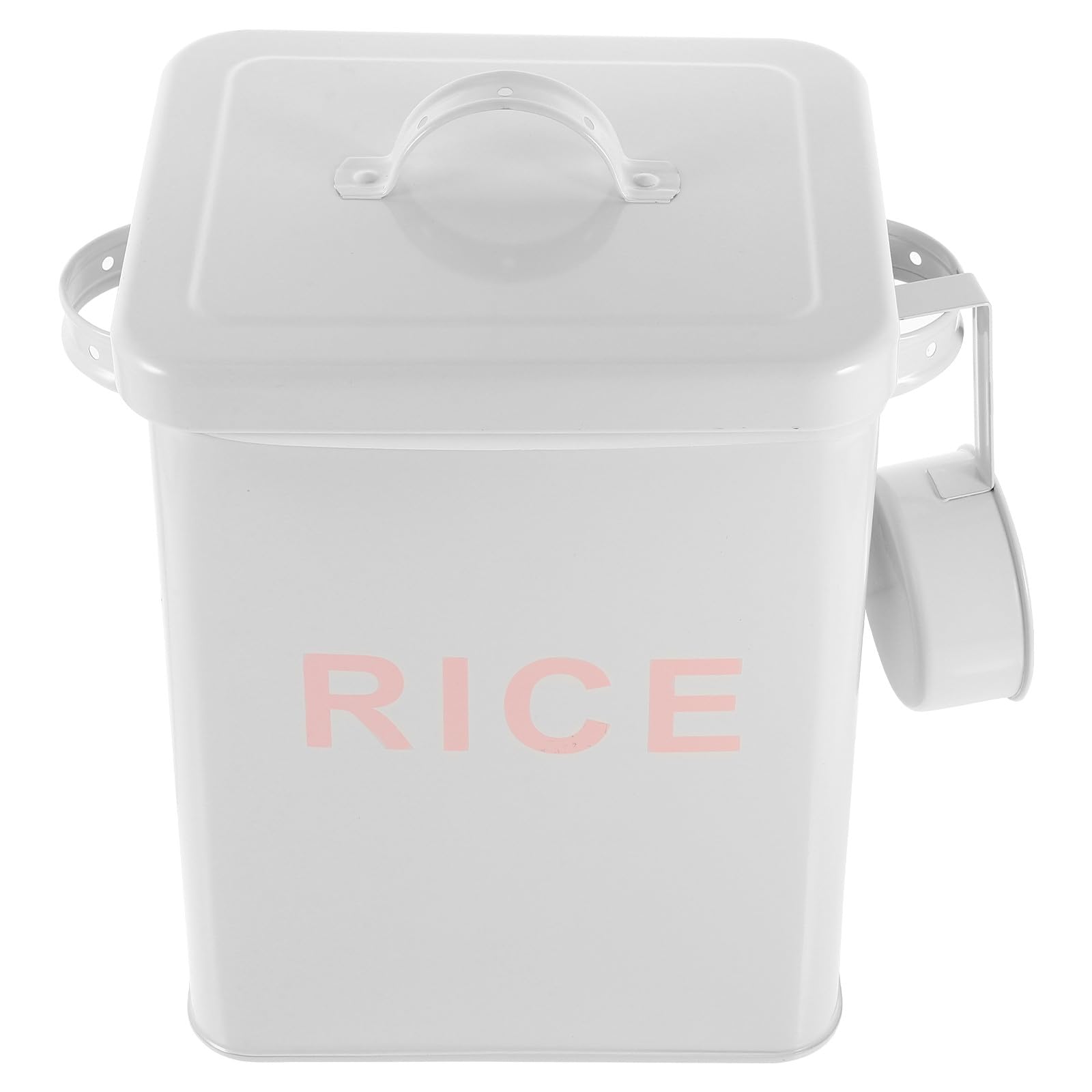 jojofuny Boîte de Rangement pour Riz en Tôle de Fer Robuste, Grosse Capacité 10l, Seau à Farine Blanc Cuisine, Conteneur Ménager Pratique pour Stockage Alimentaire Domestique