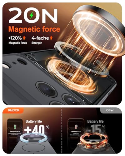 Image of Magnetic for iPhone 17 Pro Max Case,Shockproof Matte Cover,Grey | with Screen Protector,Compatible with MagSafe,Military Grade Drop Protection,Full Camera Protection,Non-Slip Design Case
