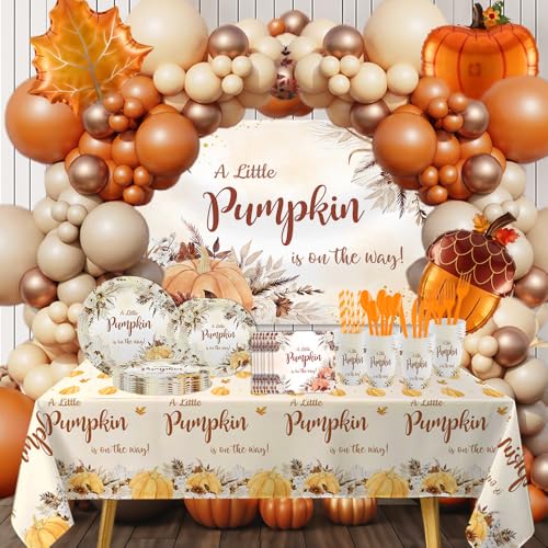 Mehofond ZBX20409060C Fall Boho Little Pumpkin Baby Shower Party Plastic Tablecloth Autumn Disposable Party Tablecloths A Little Pumpkin Is thumb #8
