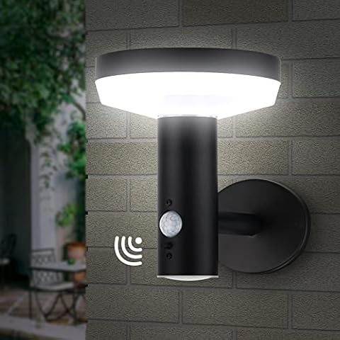 TJCoLUX Solar Wall Light with Motion Sensor Exterior Aluminium Wall Sconce IP44 Waterproof 4000K Outdoor Light Fixture for Fence Patio Porch Garden Cover